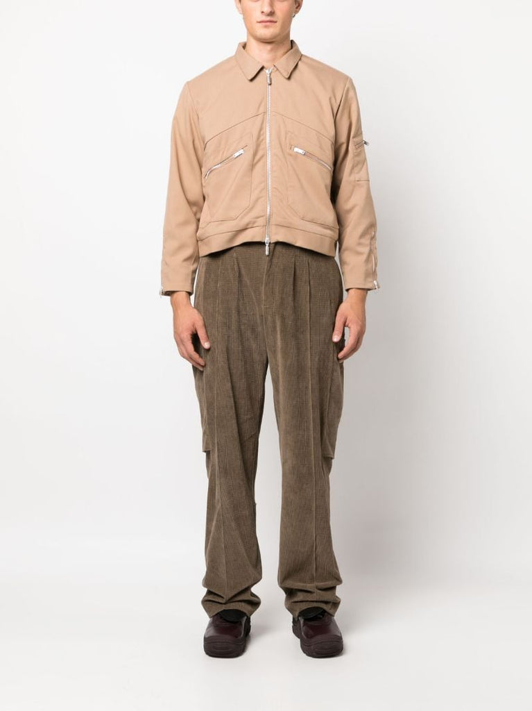 Neutral Sambac Zip Up Shirt Jacket
