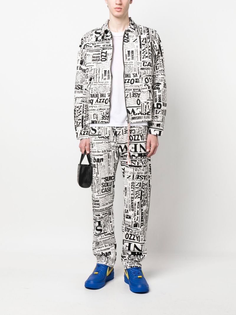 White Ozzy Lilly Newspaper Print Jeans