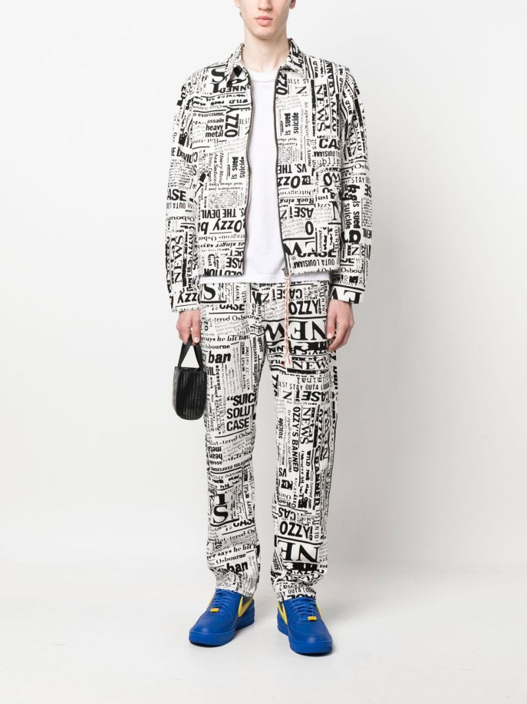 White Ozzy Lilly Newspaper Print Jeans
