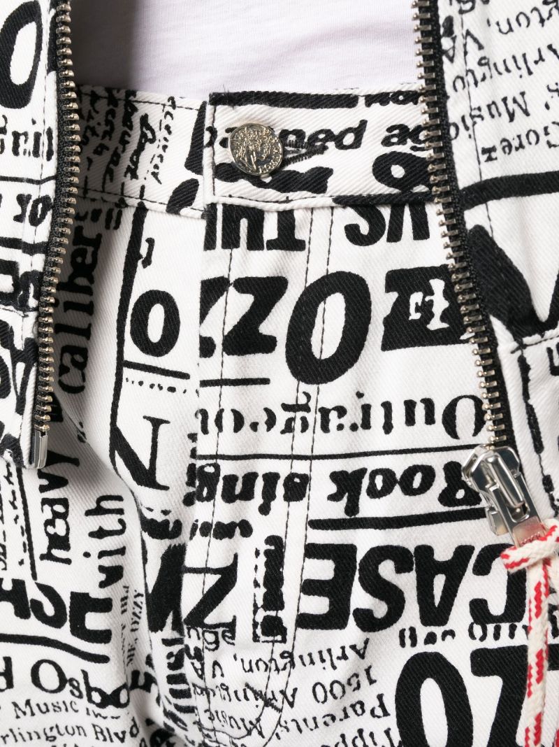 White Ozzy Lilly Newspaper Print Jeans