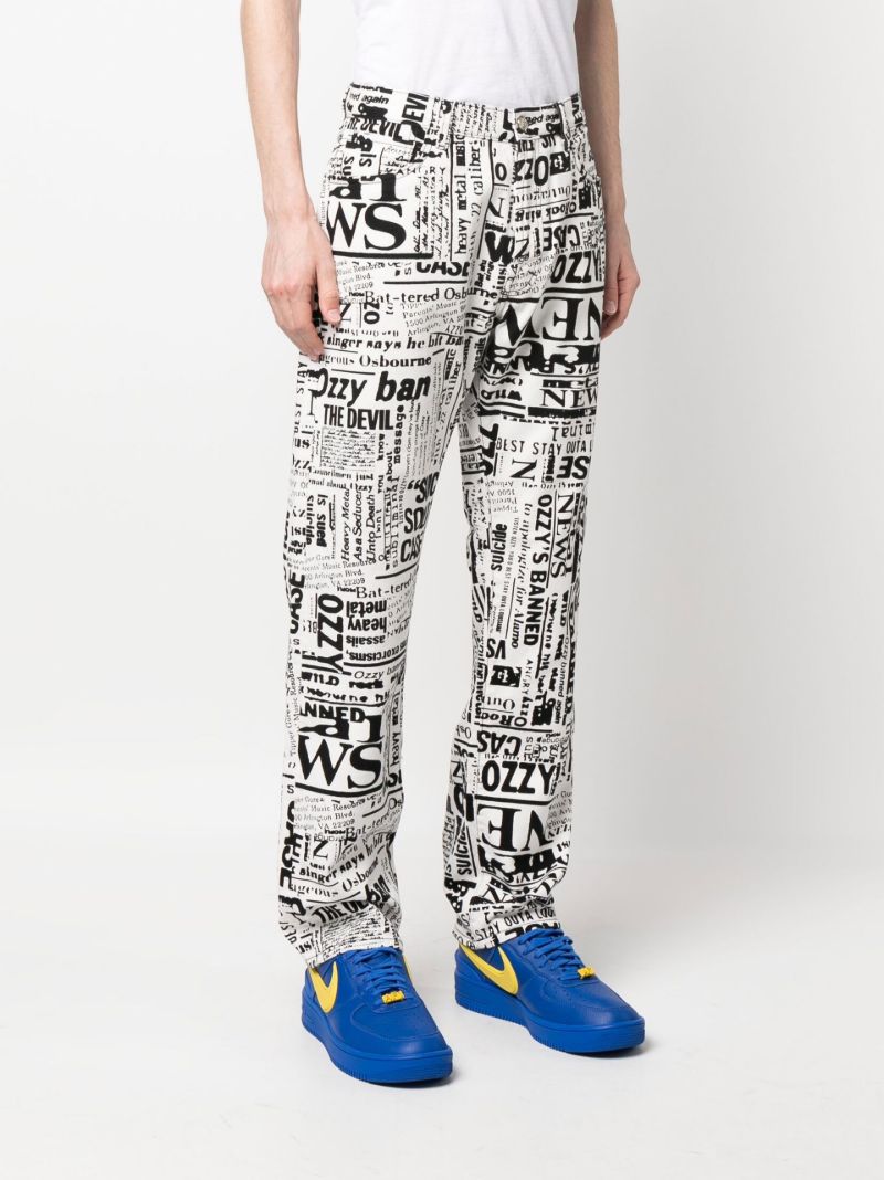 White Ozzy Lilly Newspaper Print Jeans