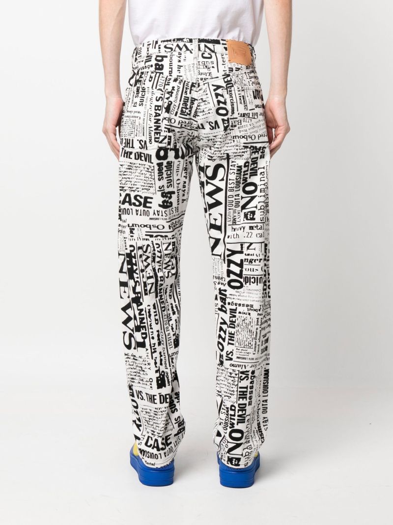 White Ozzy Lilly Newspaper Print Jeans