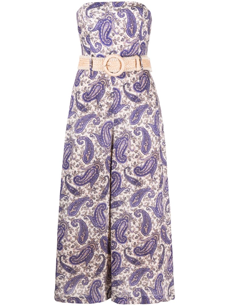 White Devi Paisley Linen Jumpsuit