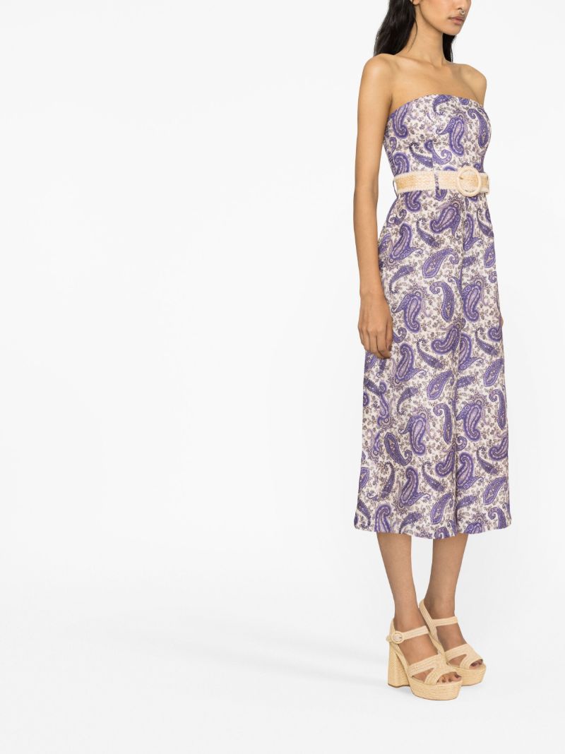 White Devi Paisley Linen Jumpsuit