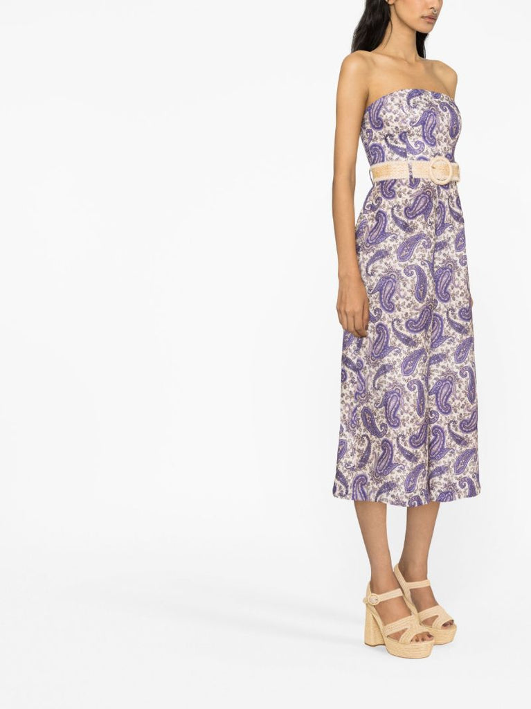 White Devi Paisley Linen Jumpsuit