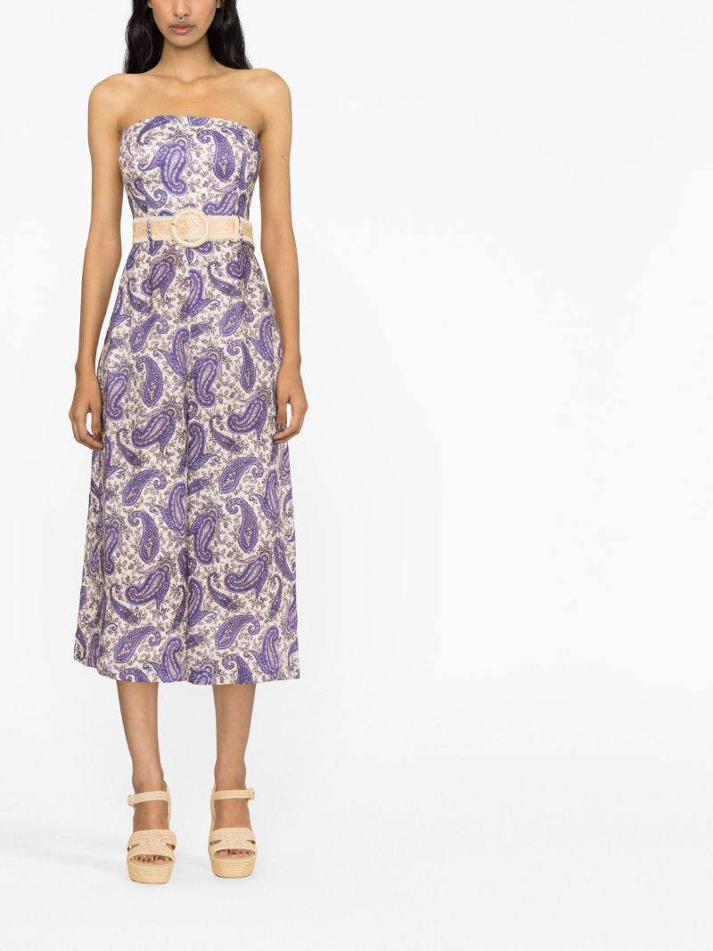 White Devi Paisley Linen Jumpsuit