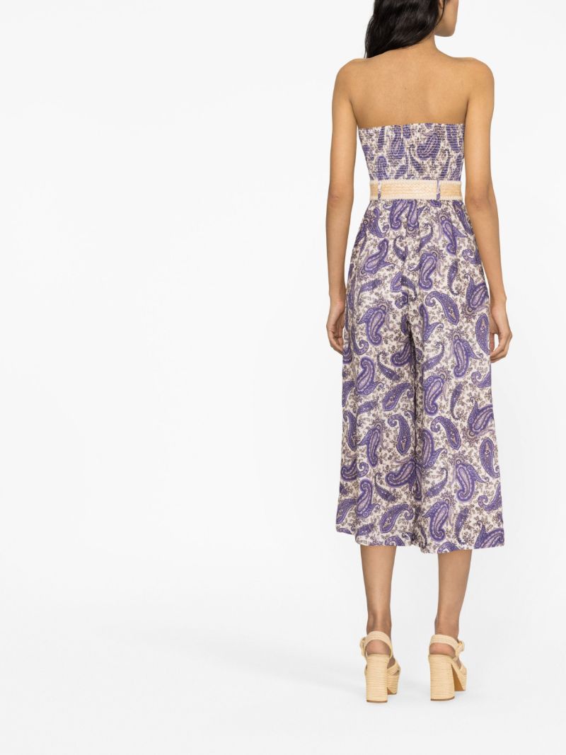 White Devi Paisley Linen Jumpsuit