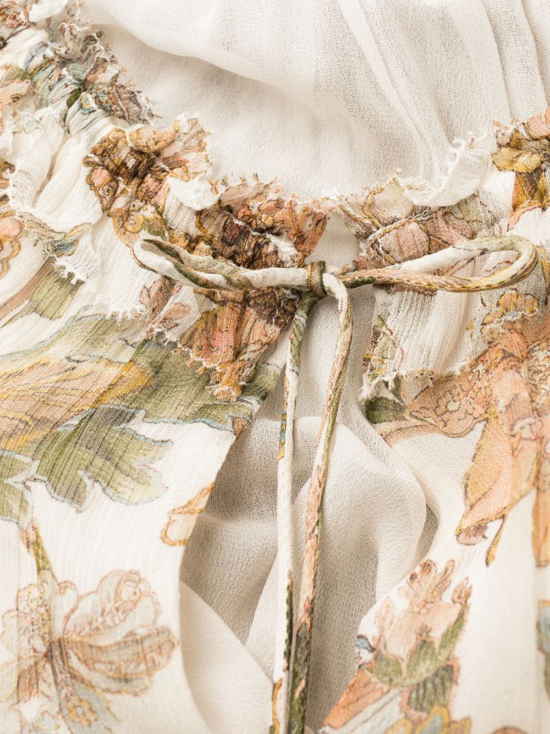 Neutral Chintz Floral Print Midi Dress