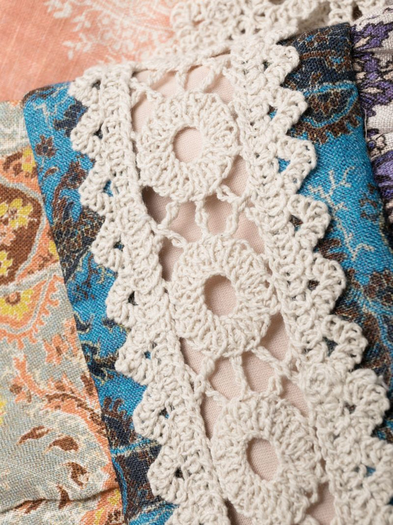 Neutral Devi Mixed Print Linen Midi Dress
