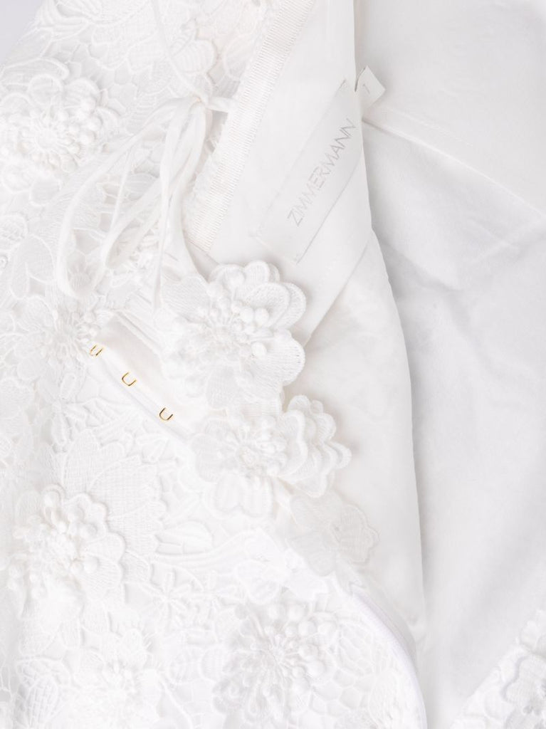 White Raie Floral Lace Mini Dress