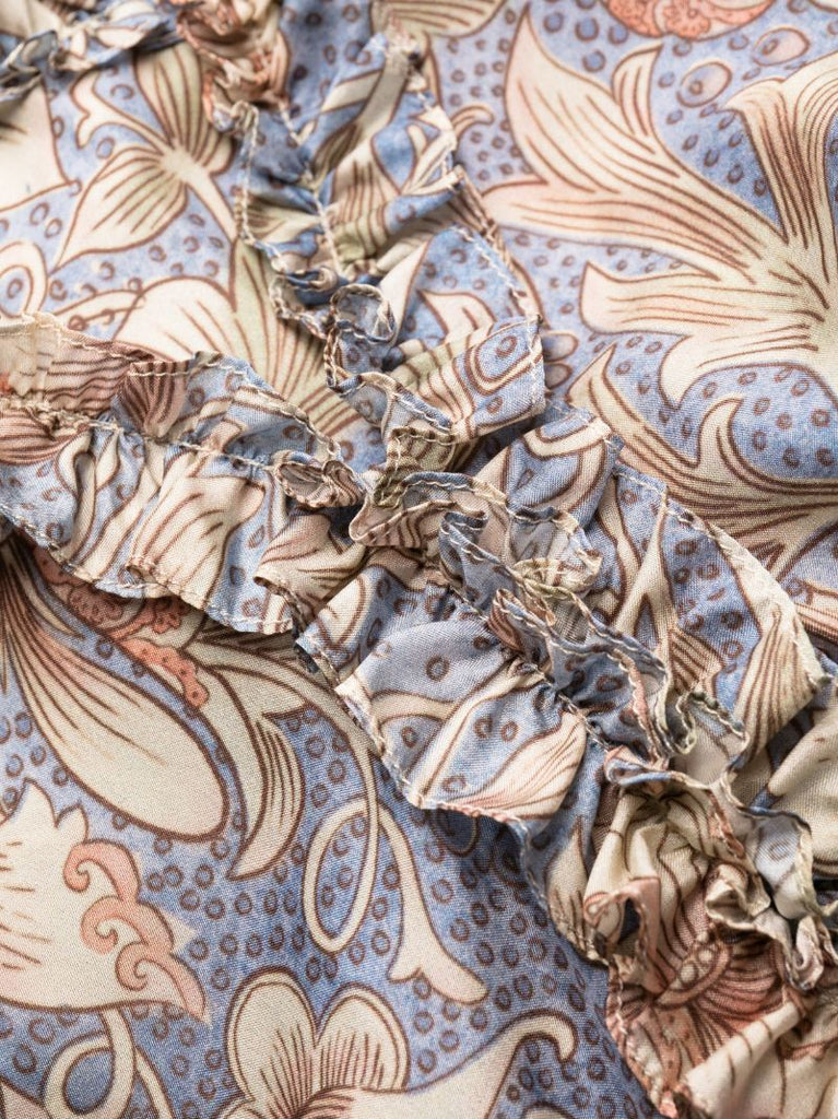 Blue Chintz Printed Silk Mini Dress