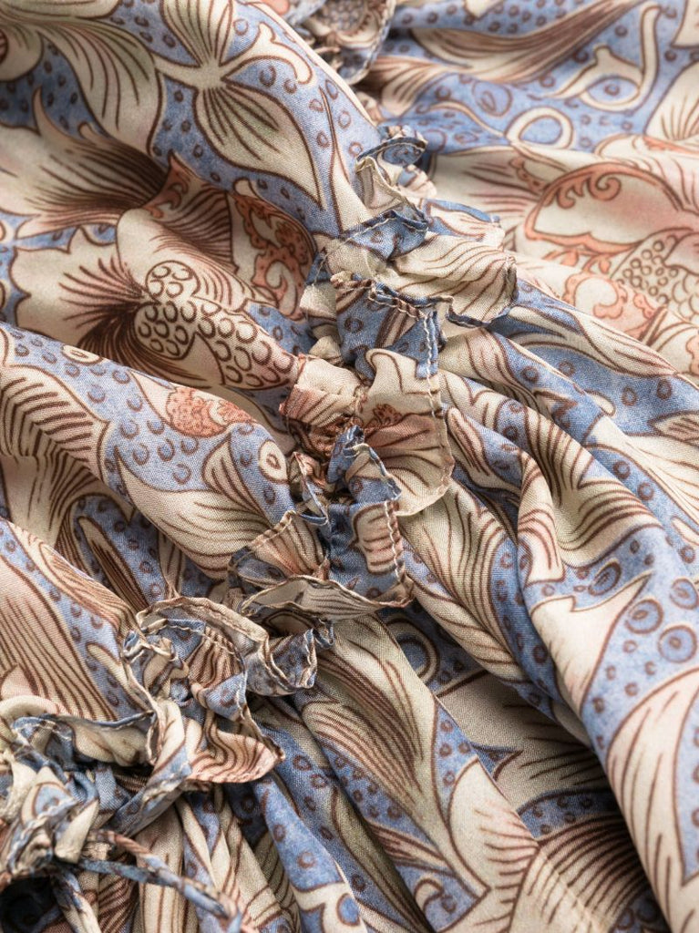 Blue Chintz Printed Silk Mini Dress