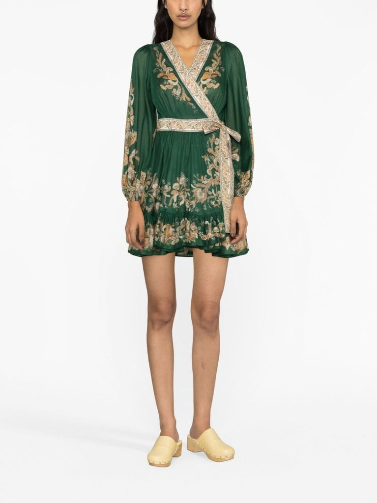 Green Devi Wrap Mini Dress