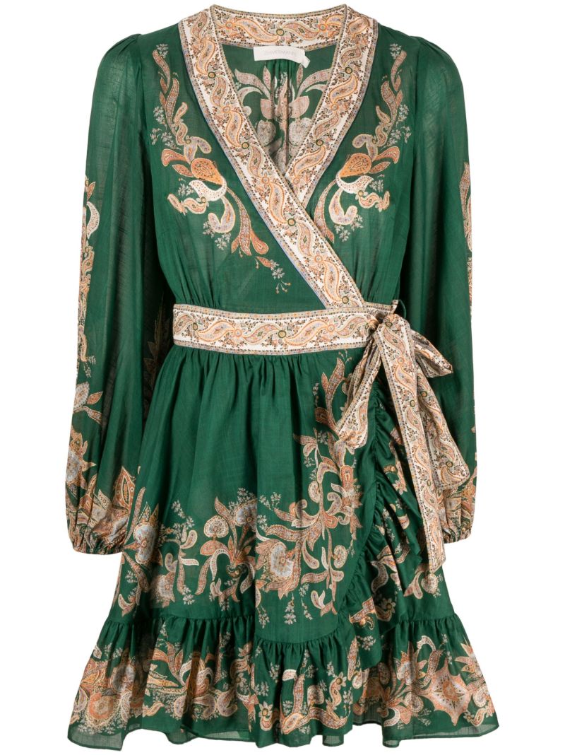 Green Devi Wrap Mini Dress