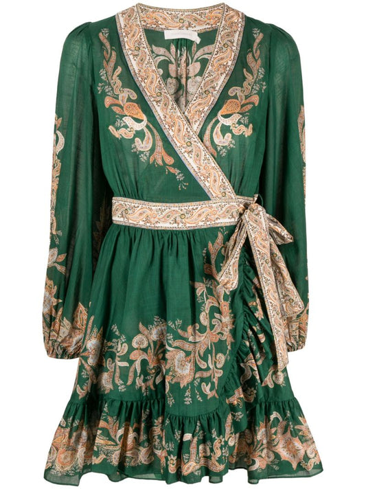 Green Devi Wrap Mini Dress