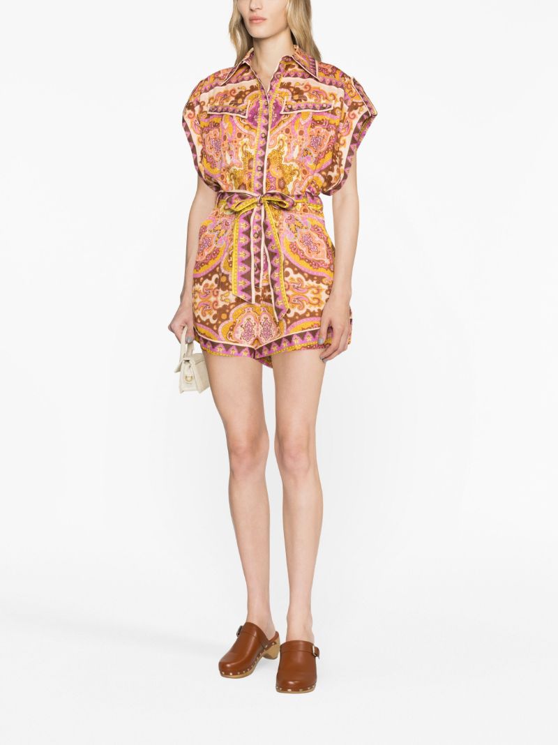 Orange Graphic Print Playsuit