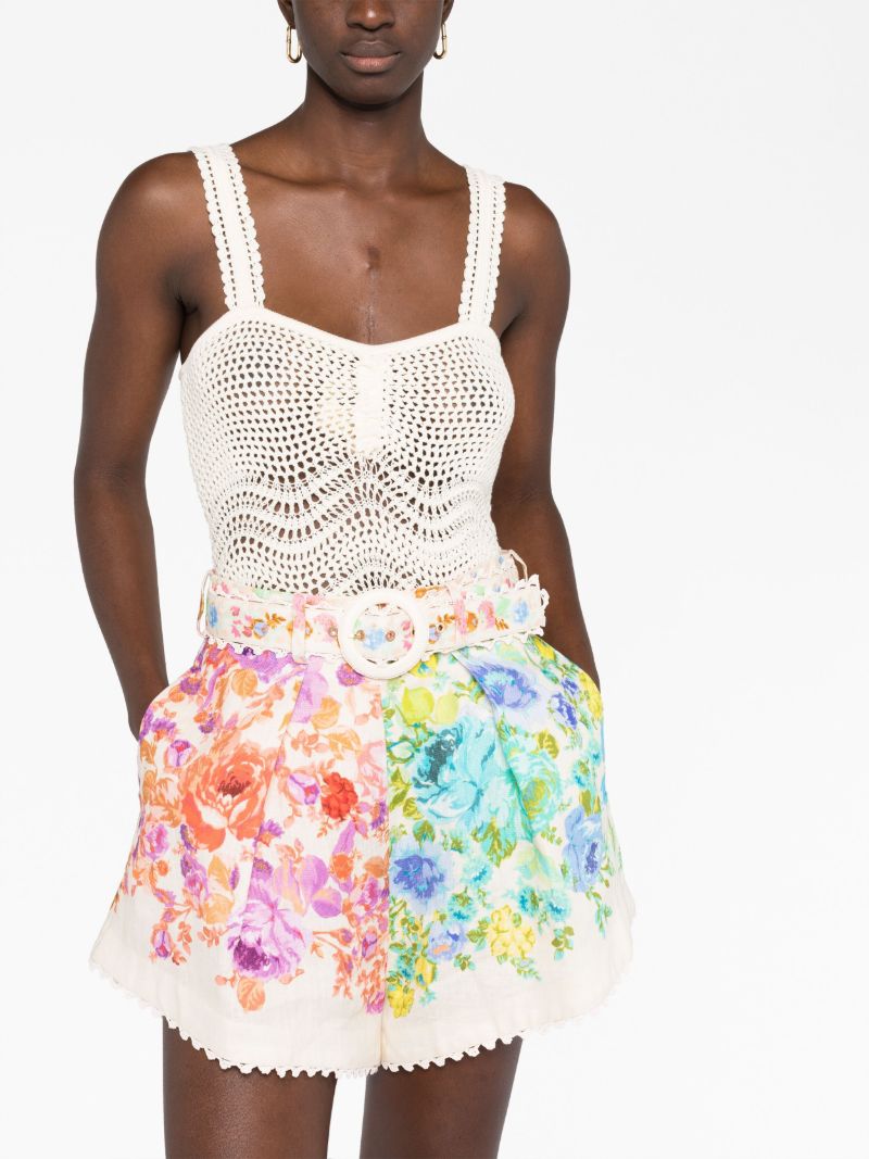 White Raie Floral-print Shorts
