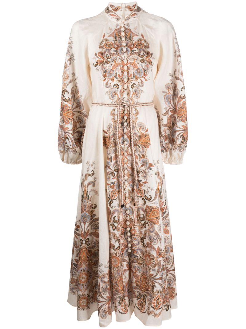 Neutral Devi Linen Maxi Dress