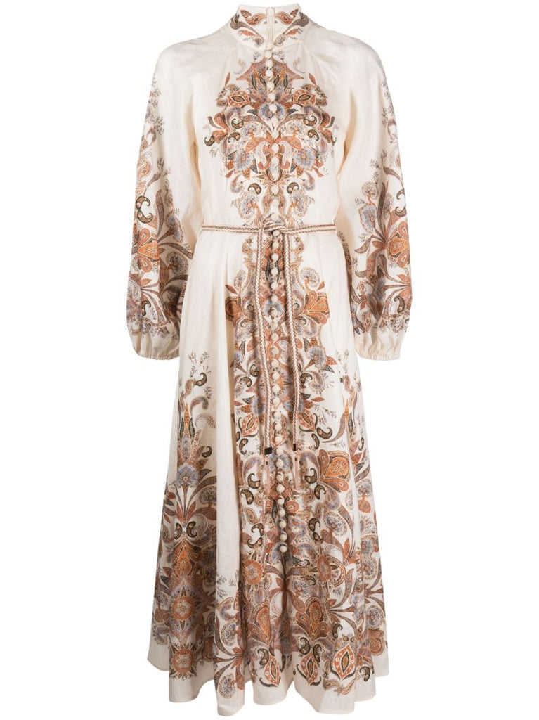 Neutral Devi Linen Maxi Dress