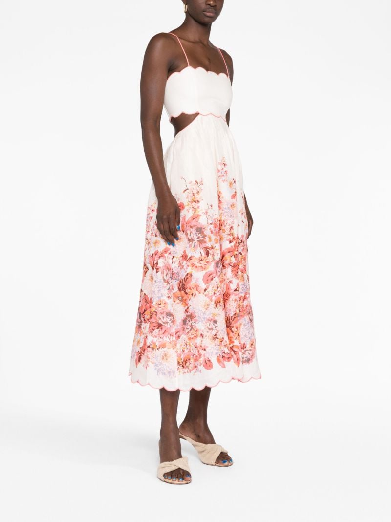 White Devi Scalloped Floral-print Dress