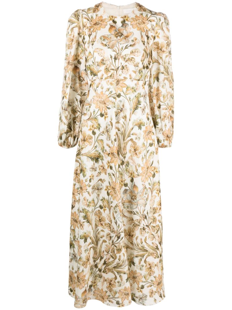 Neutral Chintz Floral-print Maxi Dress
