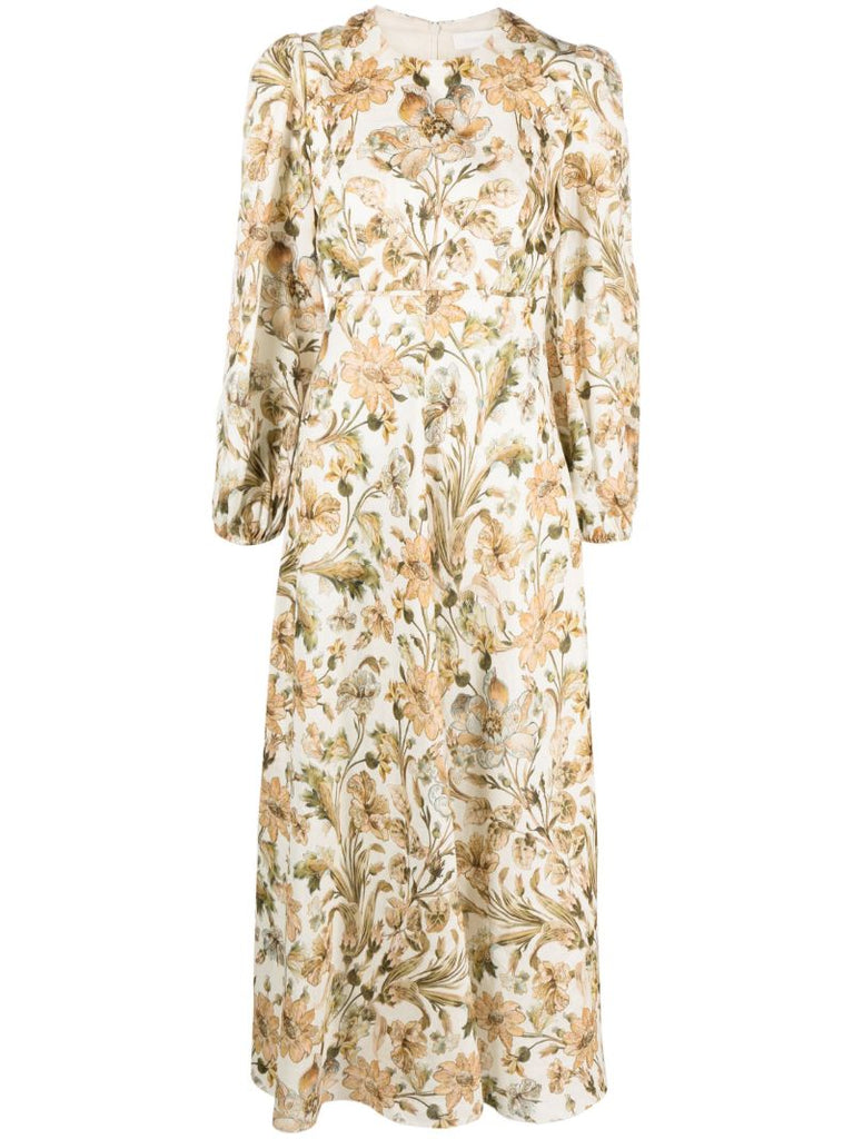 Neutral Chintz Floral-print Maxi Dress