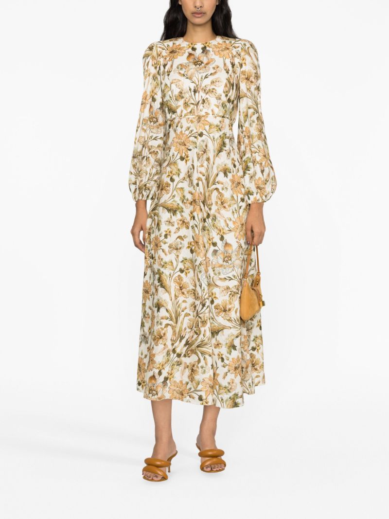 Neutral Chintz Floral-print Maxi Dress