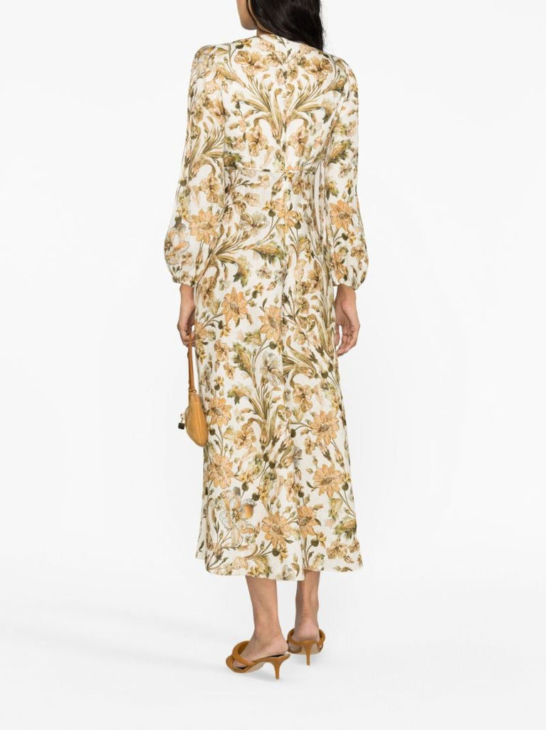Neutral Chintz Floral-print Maxi Dress