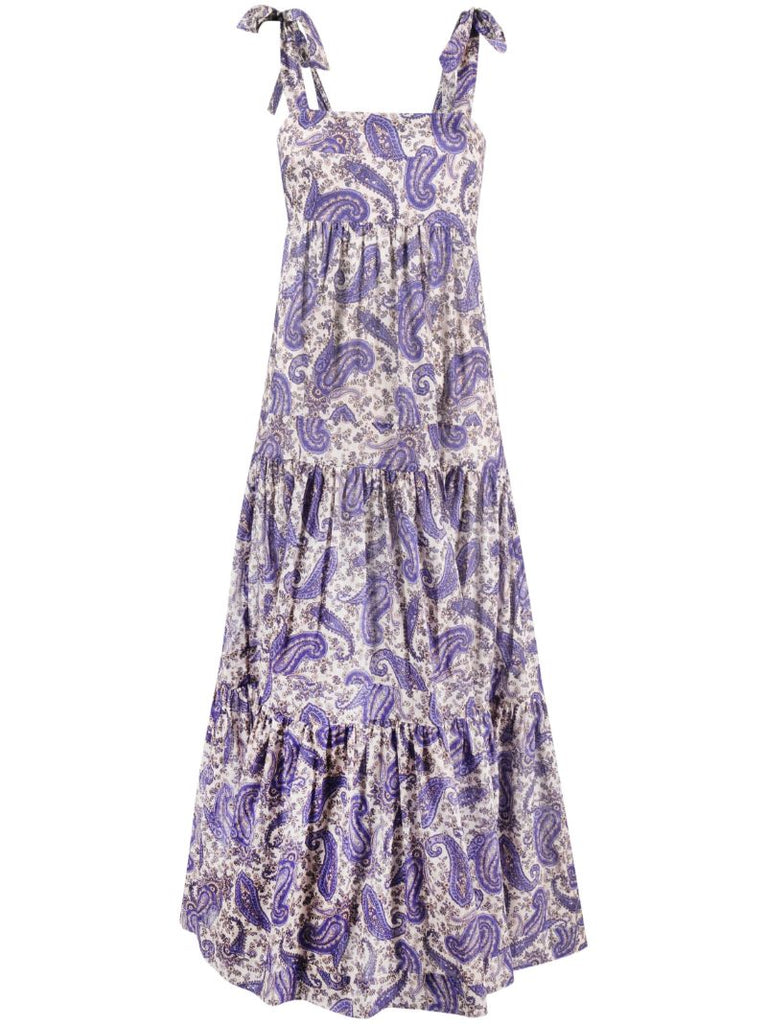 Purple Devi Paisley Print Cotton Dress