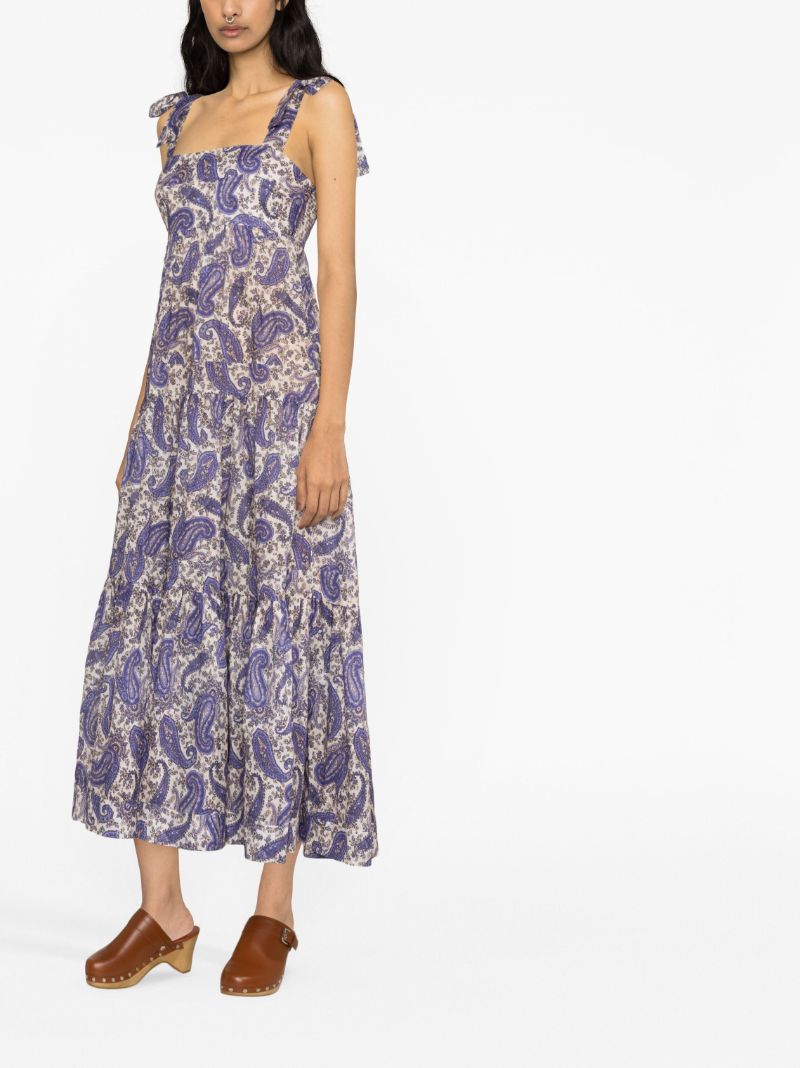 Purple Devi Paisley Print Cotton Dress