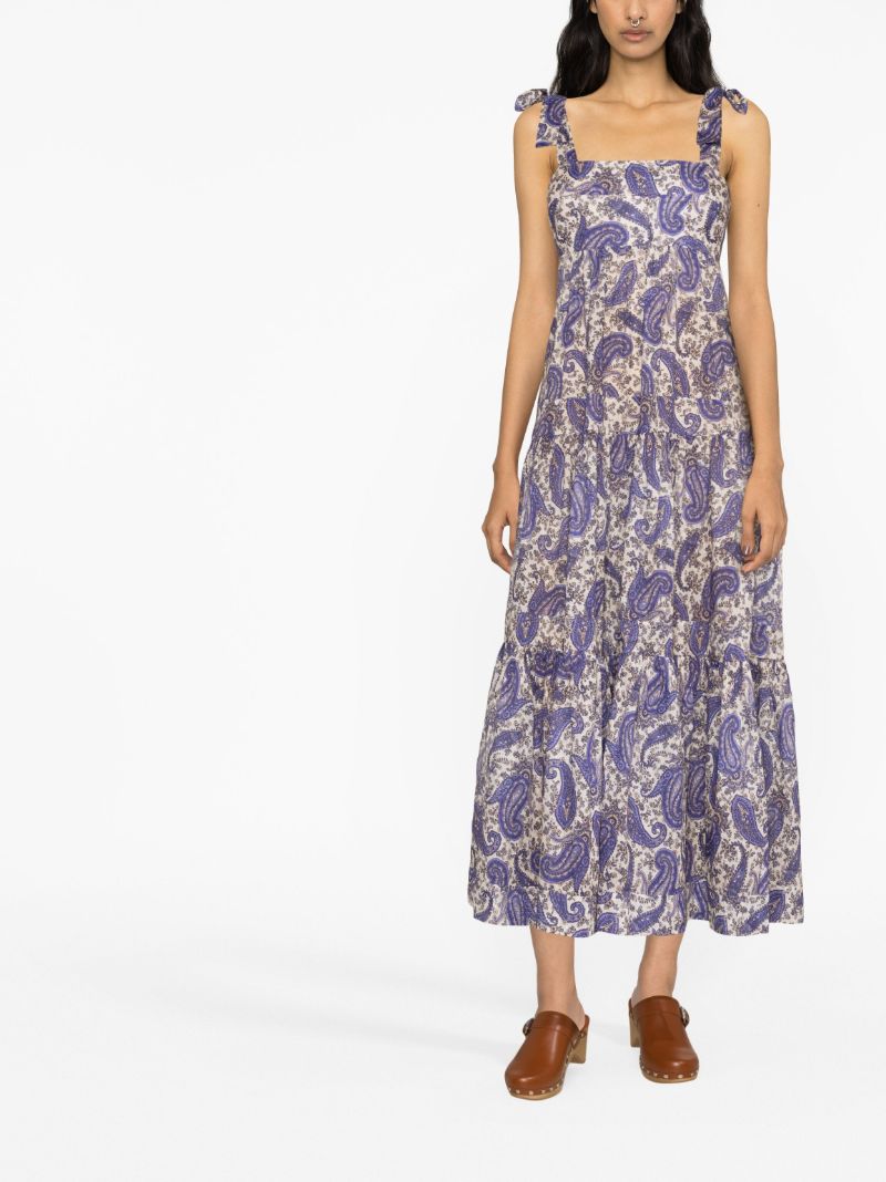 Purple Devi Paisley Print Cotton Dress
