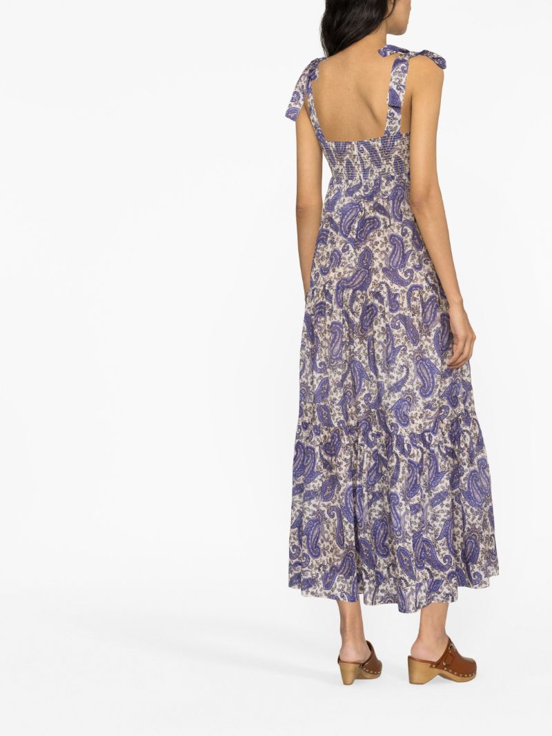 Purple Devi Paisley Print Cotton Dress
