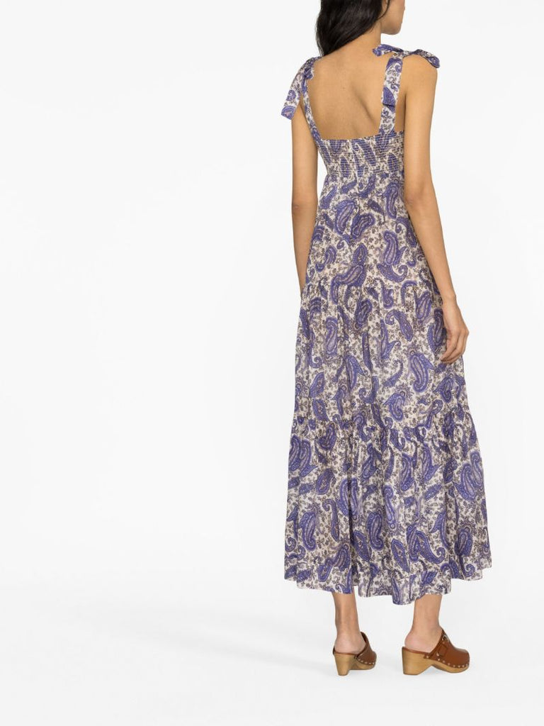 Purple Devi Paisley Print Cotton Dress