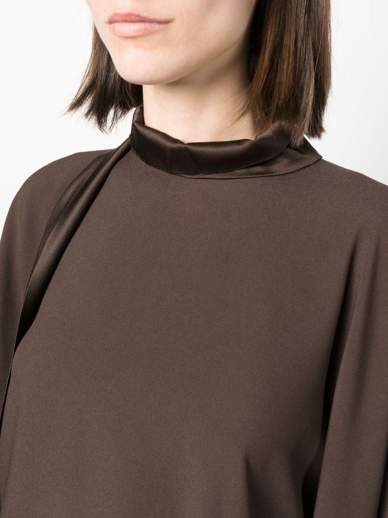 Brown Asymmetric Draped Dress
