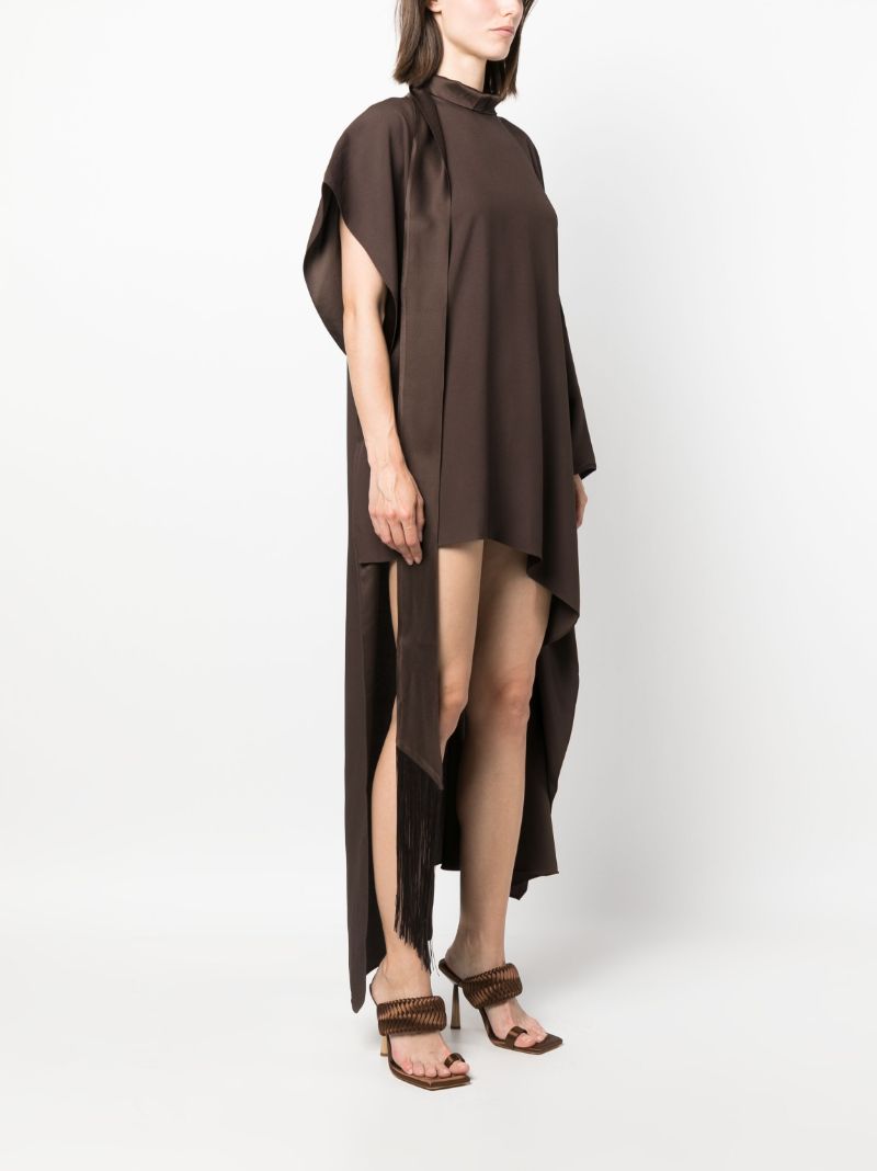 Brown Asymmetric Draped Dress