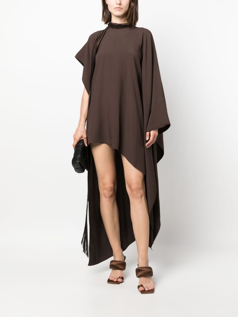 Brown Asymmetric Draped Dress