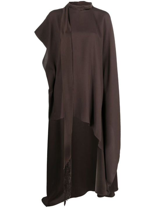 Brown Asymmetric Draped Dress