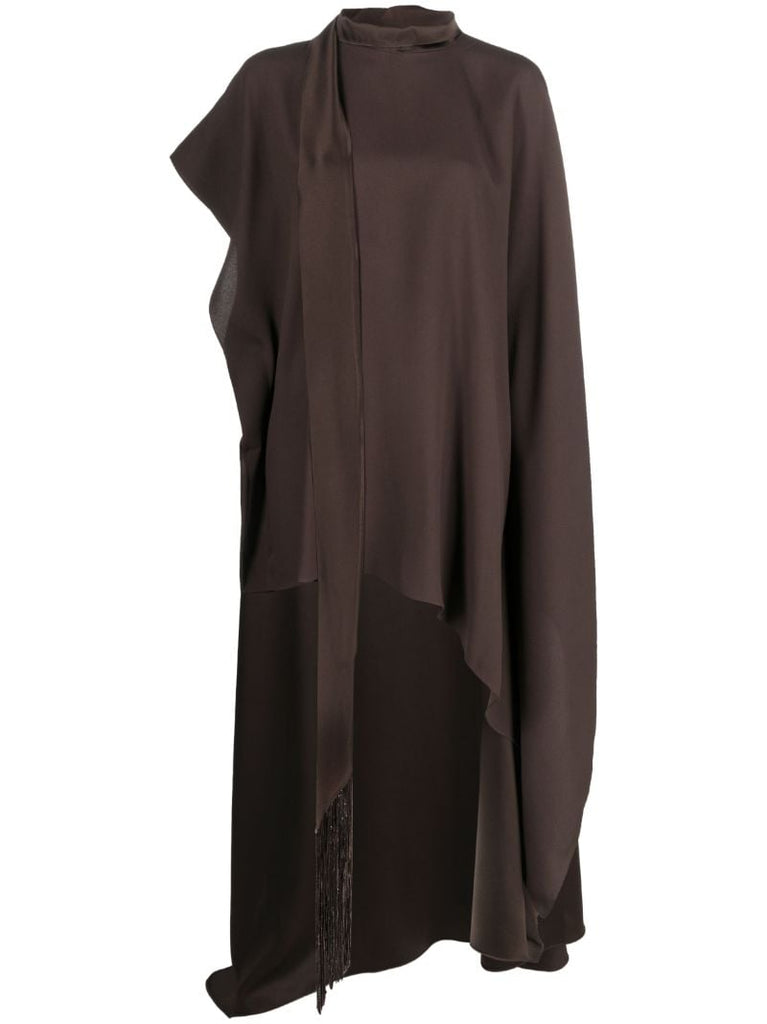Brown Asymmetric Draped Dress