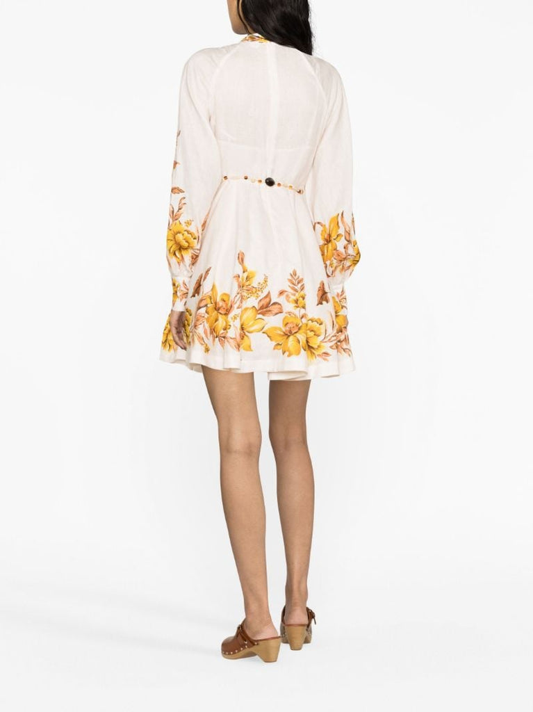 Yellow Floral Print Dress