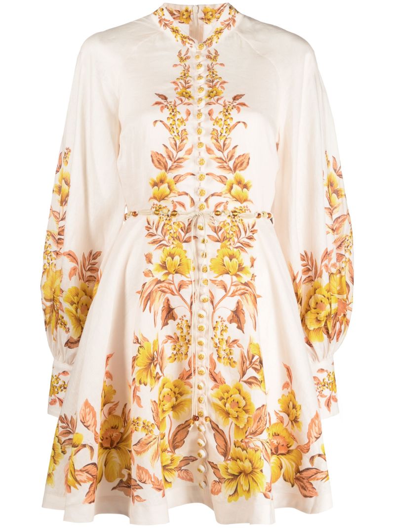 Yellow Floral Print Dress