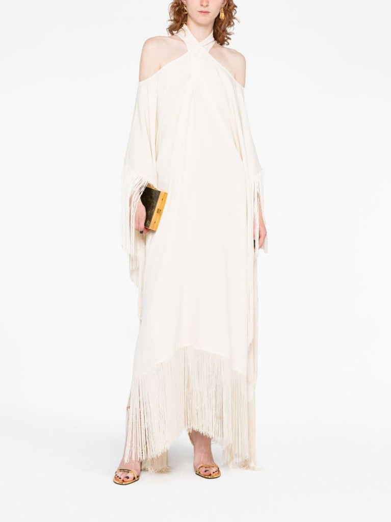 White Fringe Detail Dress