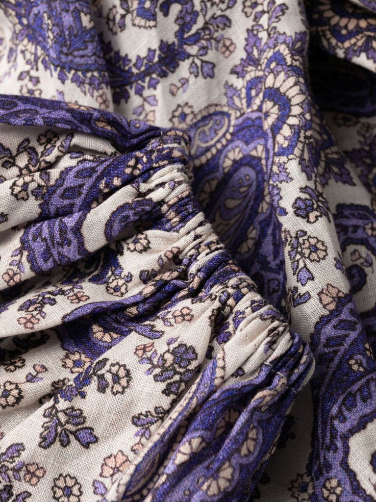 Purple Devi Paisley Print Wrap Dress