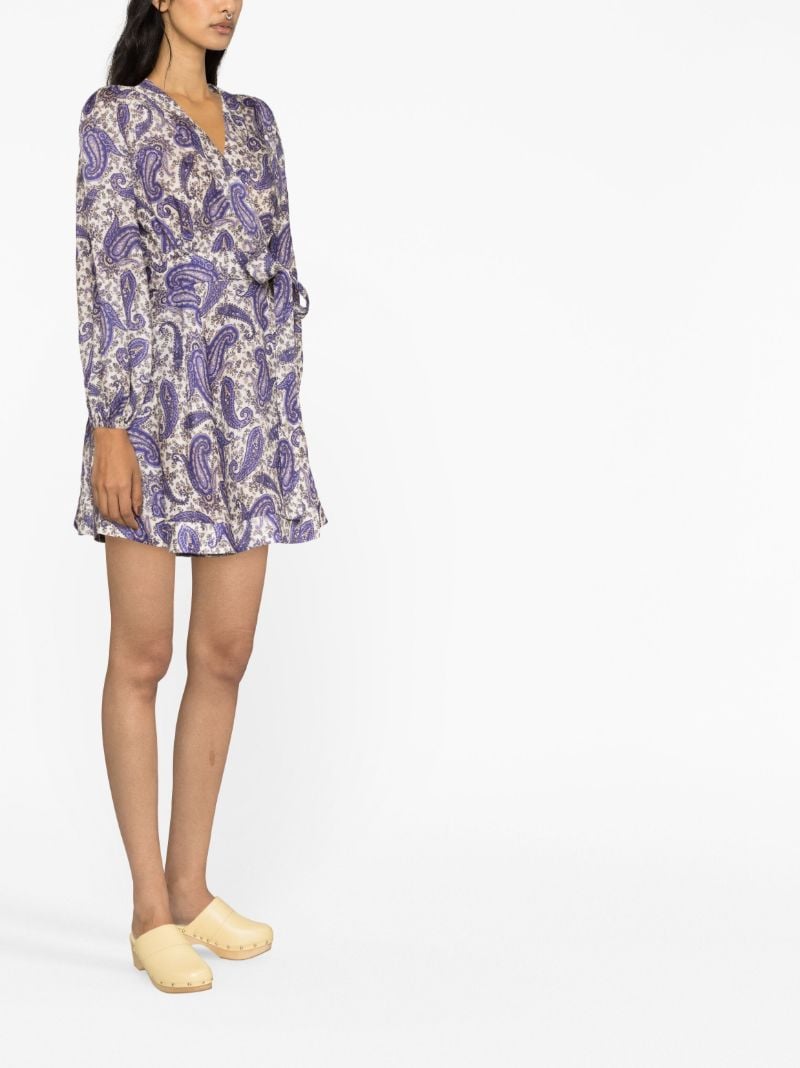 Purple Devi Paisley Print Wrap Dress