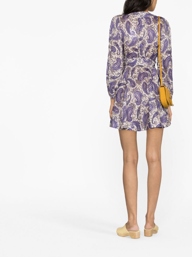 Purple Devi Paisley Print Wrap Dress