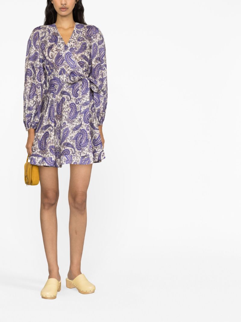 Purple Devi Paisley Print Wrap Dress