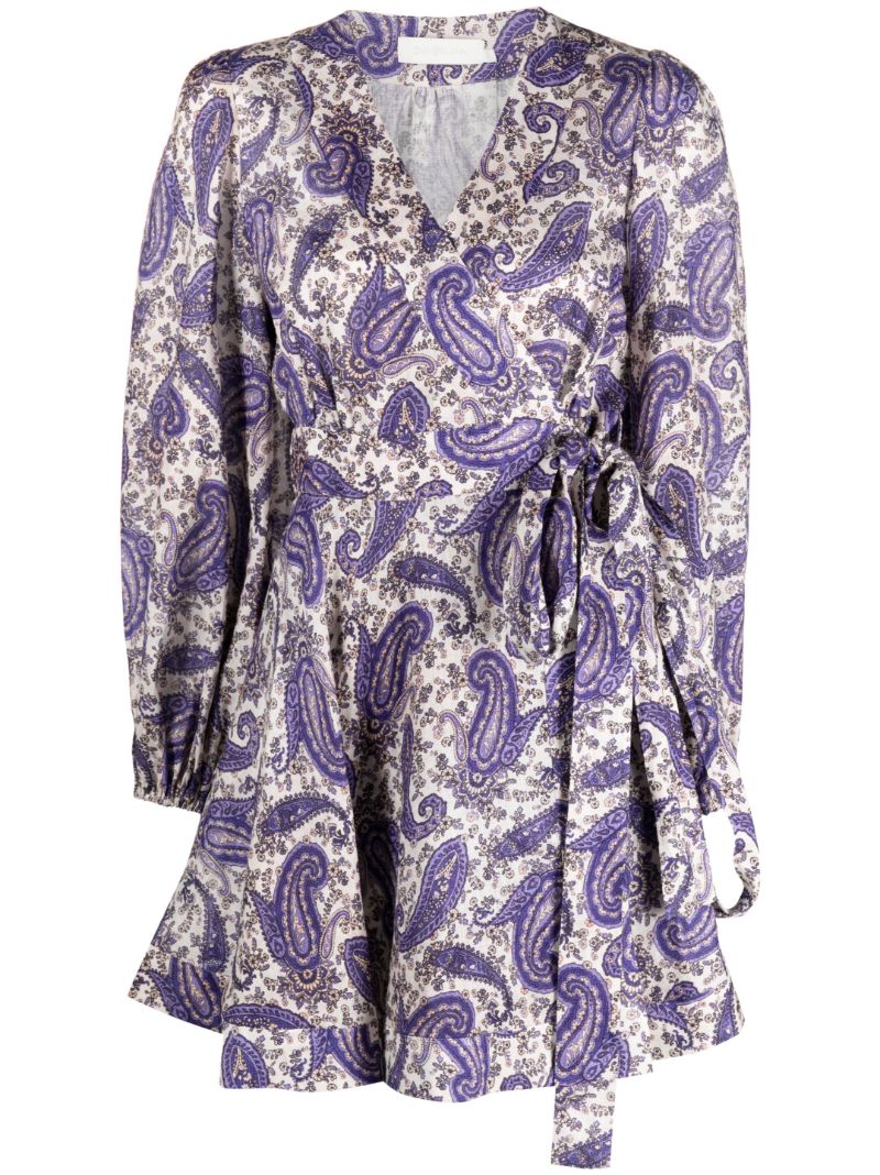 Purple Devi Paisley Print Wrap Dress