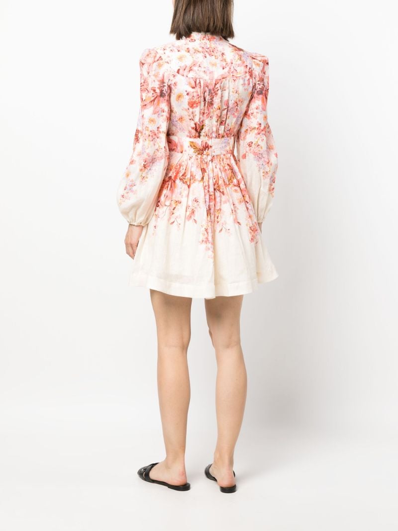 Neutral Floral-print Mini Dress