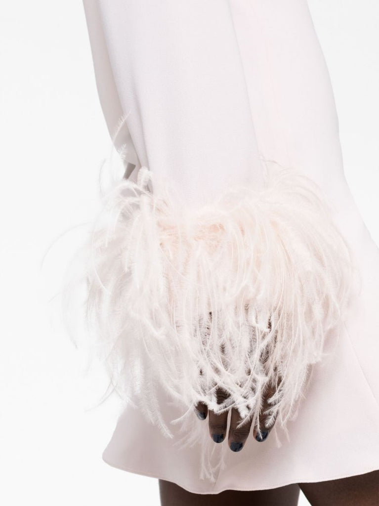 Pink Adelaide Feather Trim Mini Dress