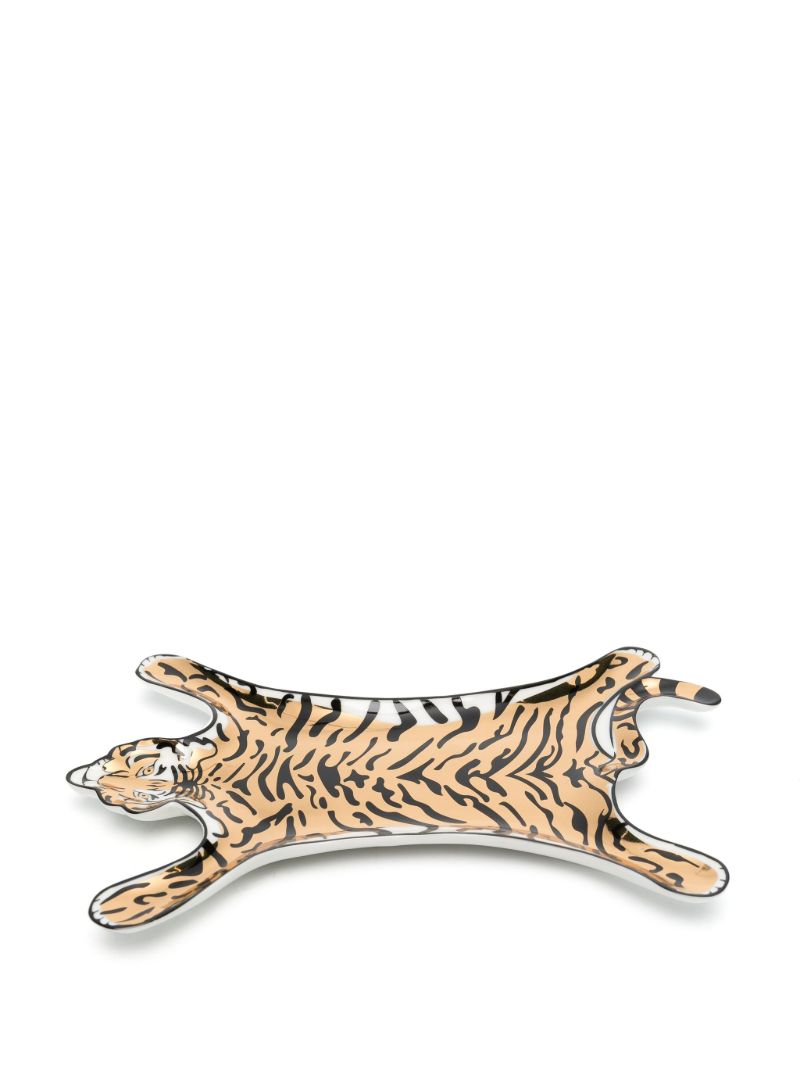 Gold-tone Tiger Porcelain Dish