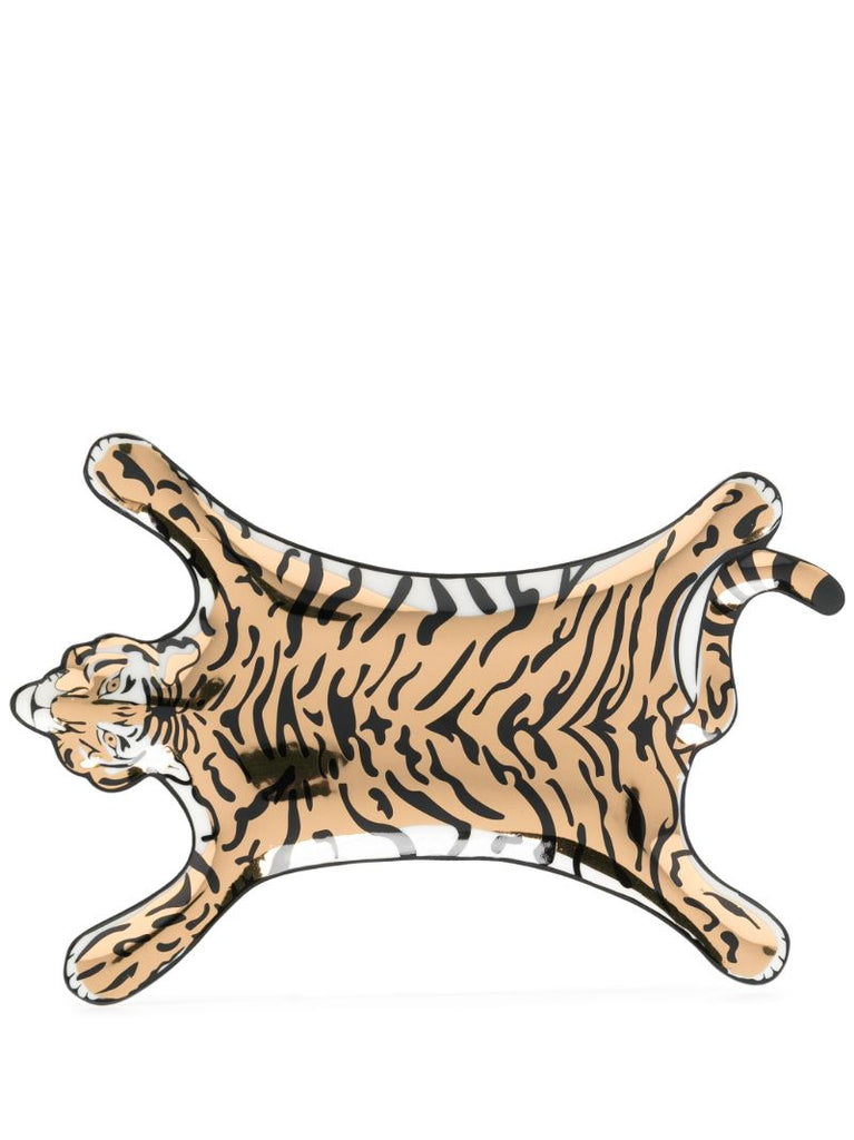 Gold-tone Tiger Porcelain Dish